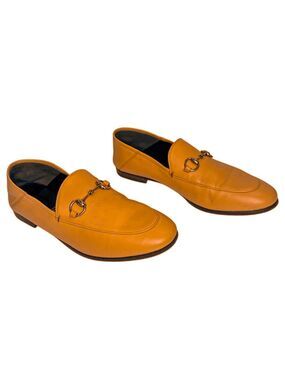 Gucci Brixton Horsebit Collapsible Heel Loafers Orange Copper EU 37.5 Flats